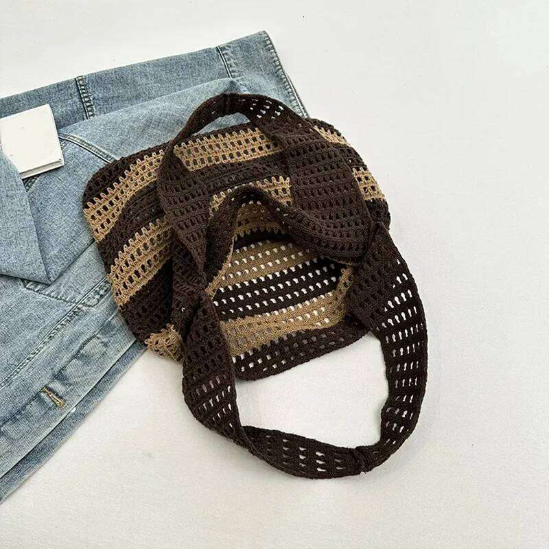 Summer Shoulder Bags for Women Fashion Striped Woven Seaside Beach Vacation Travel Handbags Female Shopping Totes Purse XJ260306