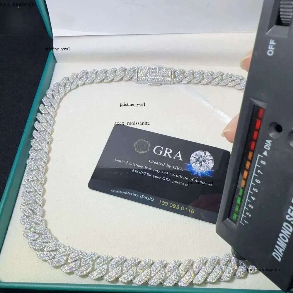 VVS Moissanite Lab Dia Sier Necklace and Hip Hop Iced Out Jewelry 18mm20mm Cuban Link Chain