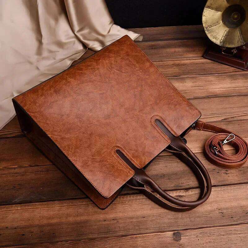 Vintage OIL SKIN Leather Big Casual Tote women bags High Quality Women's Handbags Shoulder Crossbody Bag Messenger Bags sac XJ260306