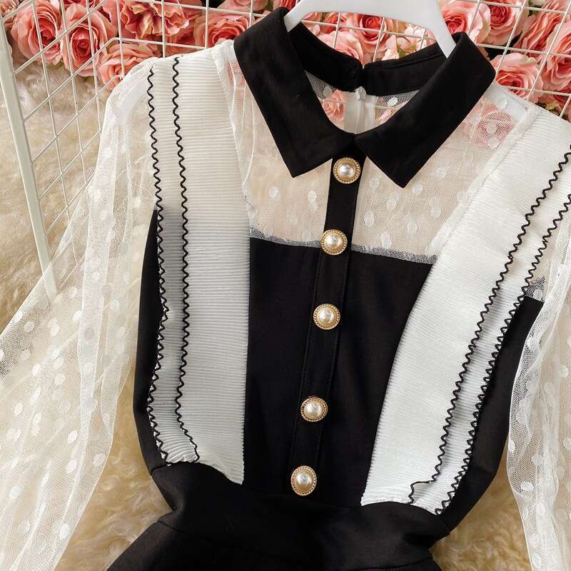 A12 2026 Spring/Summer New Designer Elegant Mature Style Social Celebrity Slimming Mesh Splicing Tight Dress