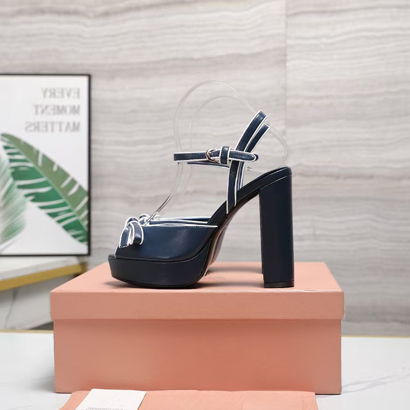 Genuine Leather Bow Platform Sandals Pumps Shoes for womens Evening shoes Dress shoe women heeled 12cm exposed toeLuxury Designers ankle strap super high sandals US