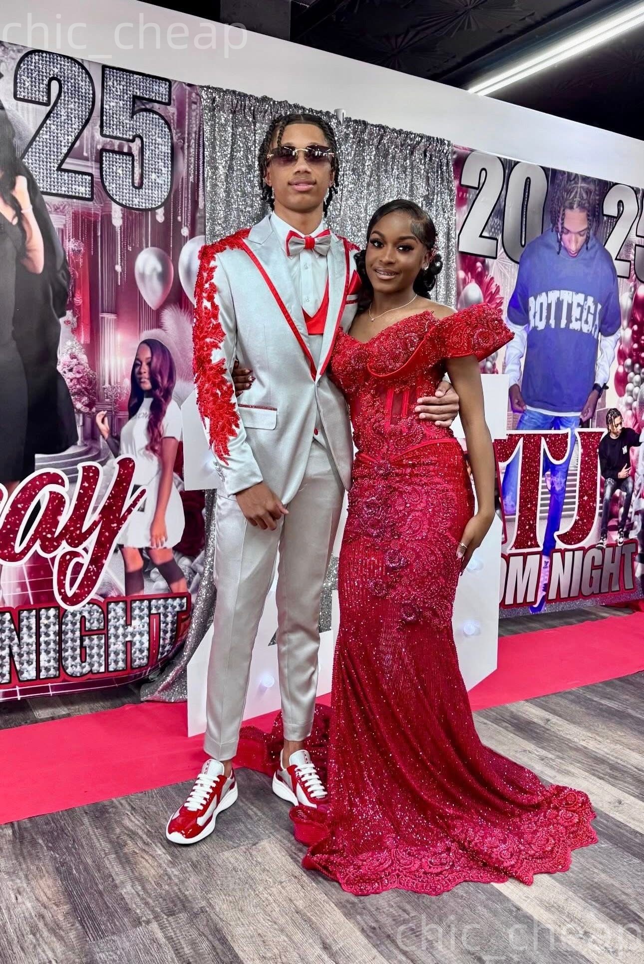 2K26 Red Prom Dress 2026 Mermaid Prom Dress Appliques Beaded Lace Sequined Evening Dresses For Black Women Birthday Party Formal Receiption Gowns Dres