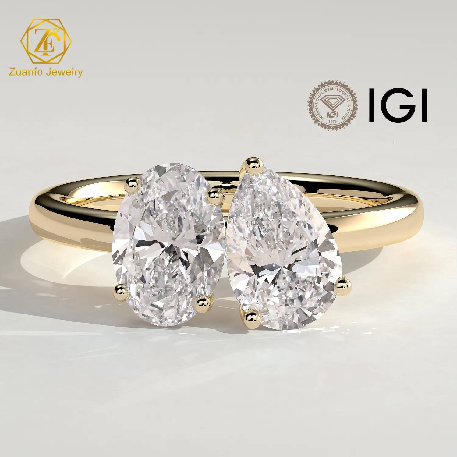 Custom Wedding Engagement Ring IGI CVD HPHT Lab Grown Diamond 10K 14K 18K Solid Gold White Gold Rings Jewelry for Wedding