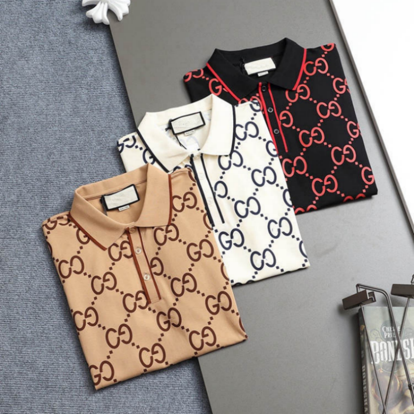 Mens Polo Shirt Designer Fashion GG Monogram Pattern Casual Golf Polo Embroidery High Street Trend Top Soft Breathable Asian Size S-4XL
