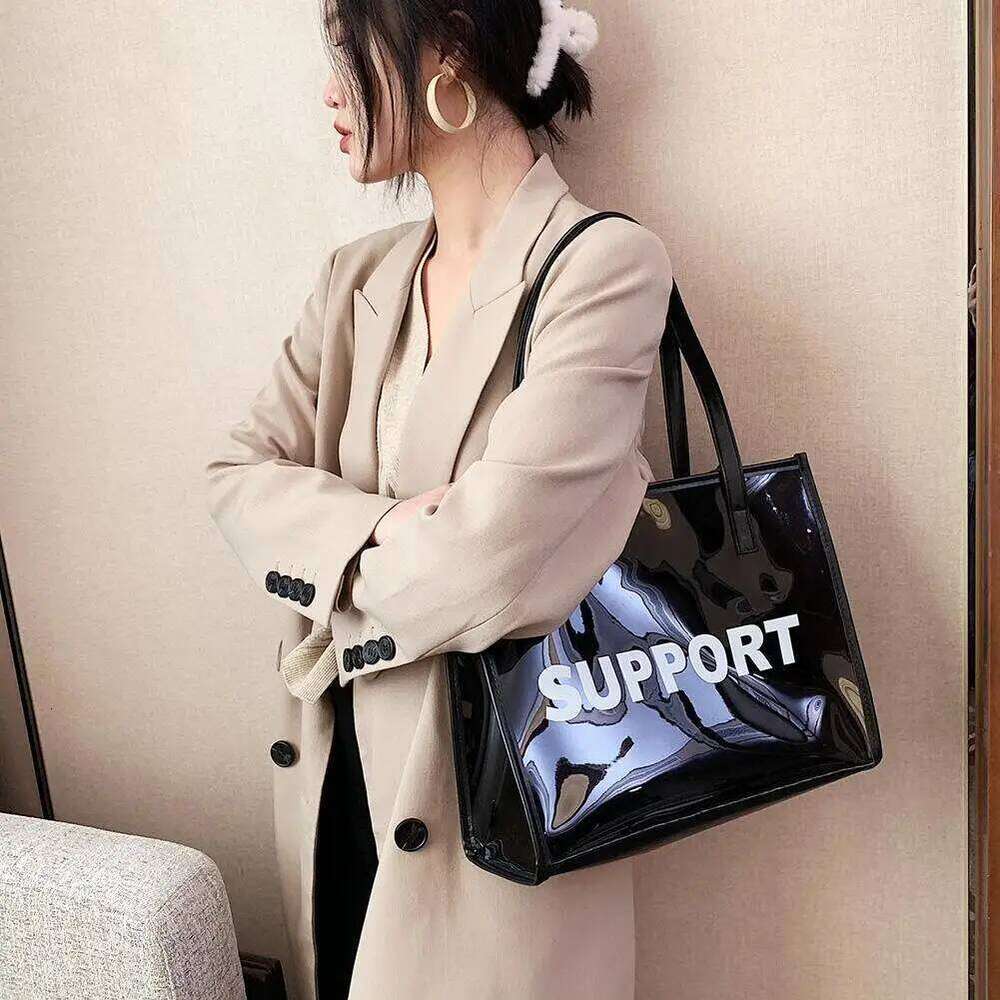 Woman Clear PVC Tote Summer Large Capacity Top-Handle Jelly Underarm Handbag Zipper Pouch Composite Bags XJ260306