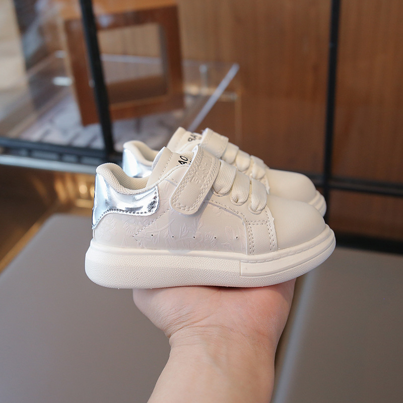 Free shipping Children's sports shoes - girls' and boys' white shoes with breathable and soft soles, suitable for casual wear, for scho