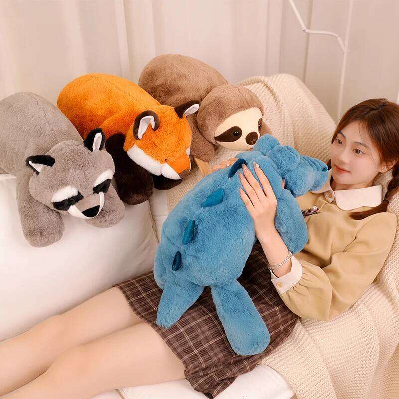 Cute Raccoon Crocodile Sloth Fox Animals Soft Plush Toys Sleeping Pillow Cartoon Stuffed Cushion R260908 - view 3