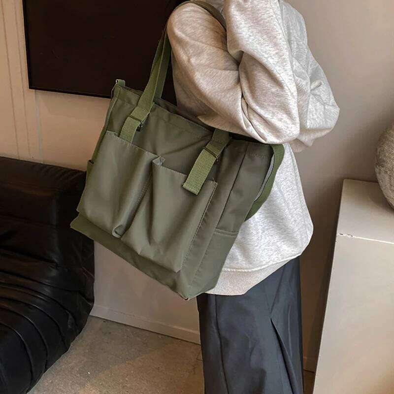 Women's Bag Shopper Simple Fashion Zipper Handbags Nylon Waterproof Solid Color Crossbody Large Capacity Tote Shoulder Bags XJ260306