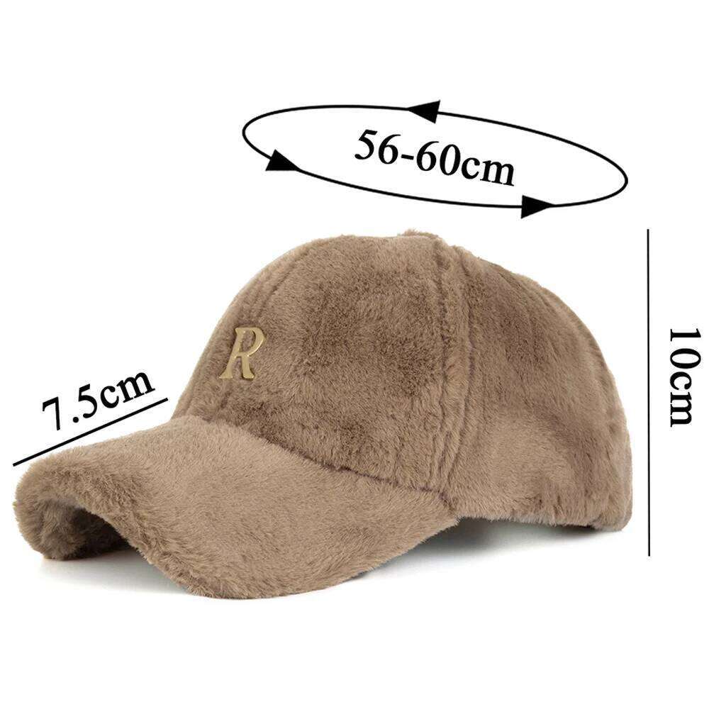 FS Khaki Beige Warm Baseball Cap For Men Luxury Big Letter Women Caps Windproof Plush Winter Hat Outdoor Sports Golf Hats Bone Y260304