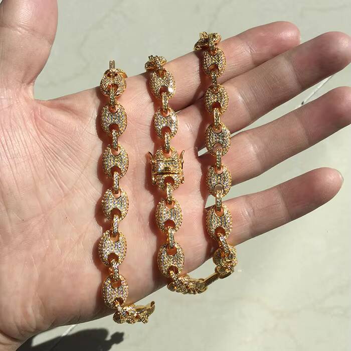 Hip Hop Mens Necklace Quality 5A Zircon Pig Nose with Cuban Link Chain Fashionable Jewelry for Weddings and Gifts