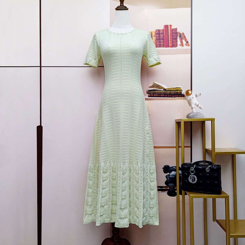 2026 Spring and Summer New Hollow Tank Top Long Dress French Sexy Off Shoulder Beaded Sleeveless Evening Dress