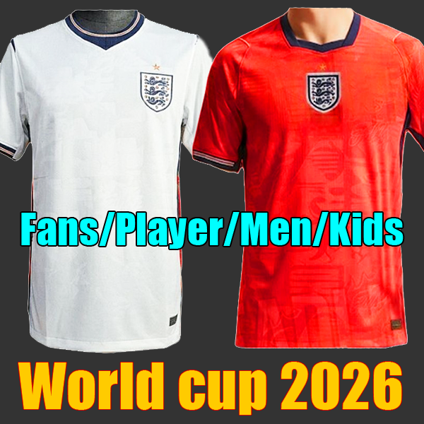 S- 4X World cup 2026 england Football Shirts Home away world cup Soccer Jerseys Kit Kids set SAKA KANE BELLINGHAM FODEN PALMER goalkeeper fans player version