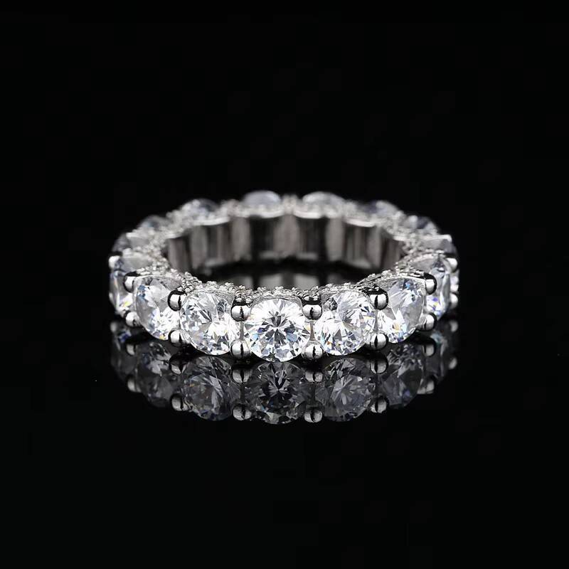 Full Moissanite Ring for Women Sparkling Wedding Eternity Bands 100 S925 Sterling Silver Jewelry Classic Ring GRA