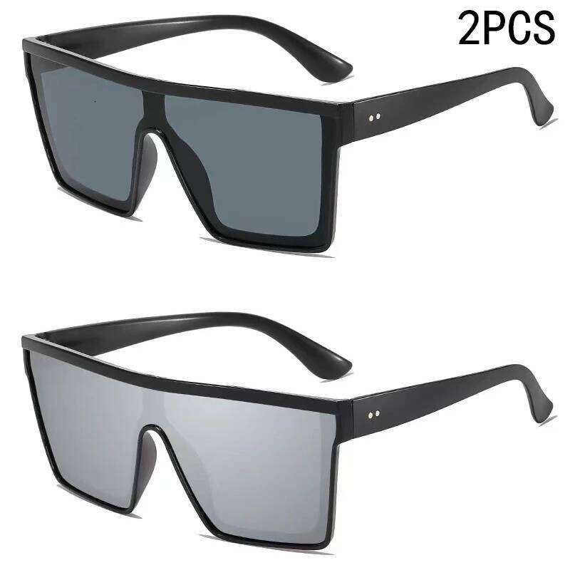 2PCS Box Fashion Trendy Cycling Driving Ins Sunscreen Sunshade Integrated Sunglasses 88211914 Z260306