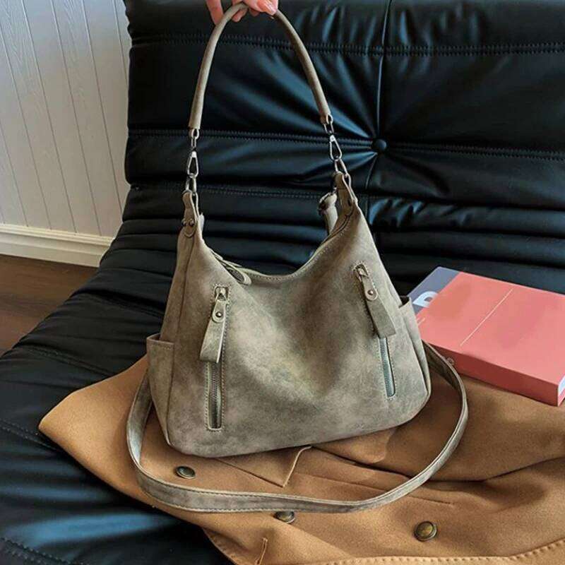 Designer Suede Leather Female Side Retro Shoulder for Women Handbag Casual Ladies Hand Bags Large Capacity Tote Bag Sac XJ260306