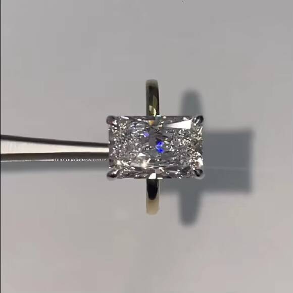 Classic Moissanite Rings 4ct Radiant Cut Solitaire 925 Silver 14K Gold Plated Custom Engagement Wedding Rings for Women