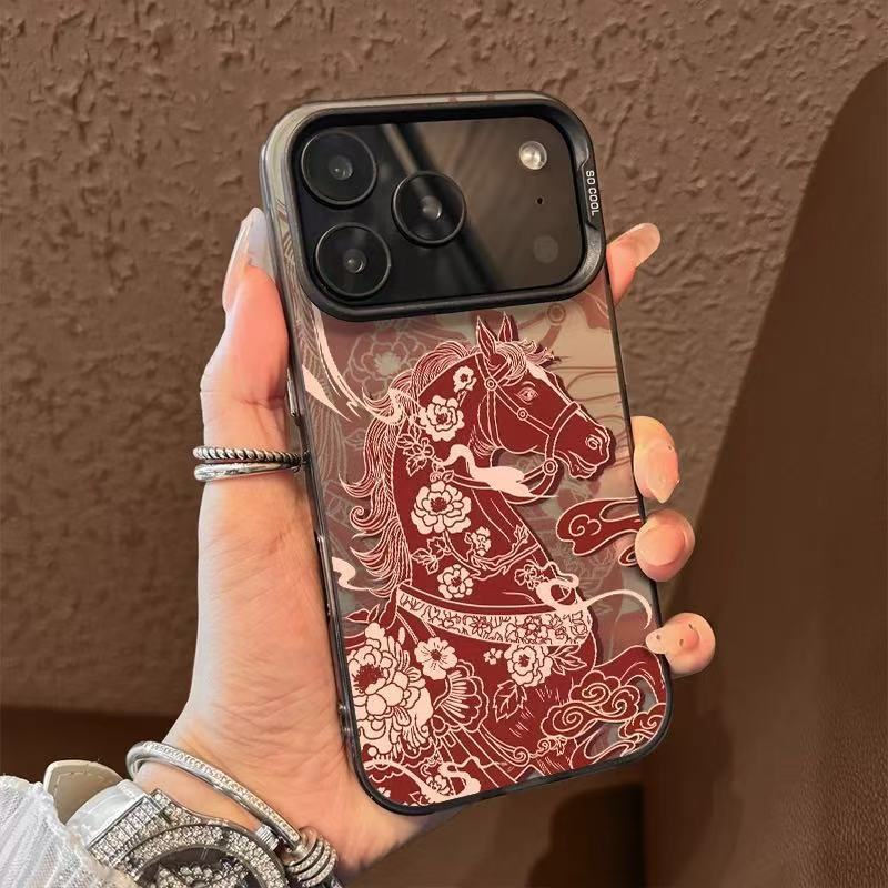 Paper-cut Pegasus phone case suitable for Apple 17, iPhone 16 Pro Max, new models 15 Pro/14/13/12, Year of the Horse