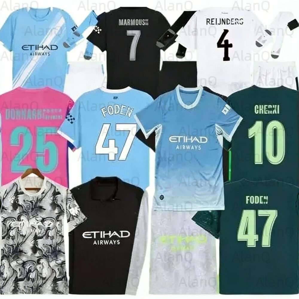 25 26 27 3XL 4XL HAALAND MARMOUSH SOCCER JERSEY GREALISH MAN CITIES ALVAREZ player DE BRUYNE FODEN football tops shirt men kids kit DOKU Mancheste rs city 16-28