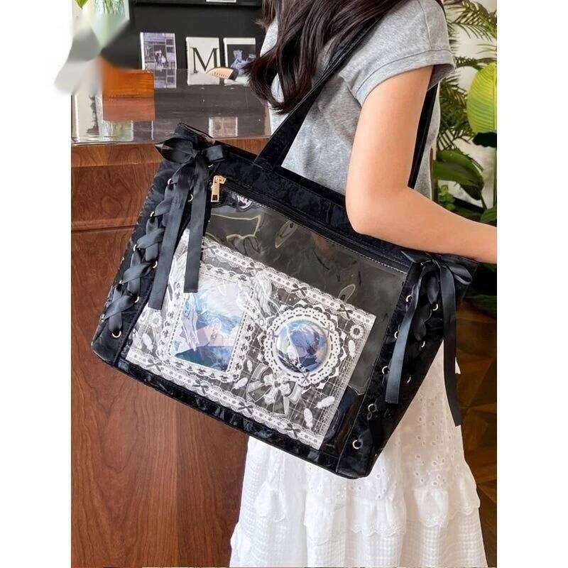 New Versatile Fashion Ribbon Itabag Capacity Green Large Food Anime Millet Daily One Shoulder Tote Bag XJ260306