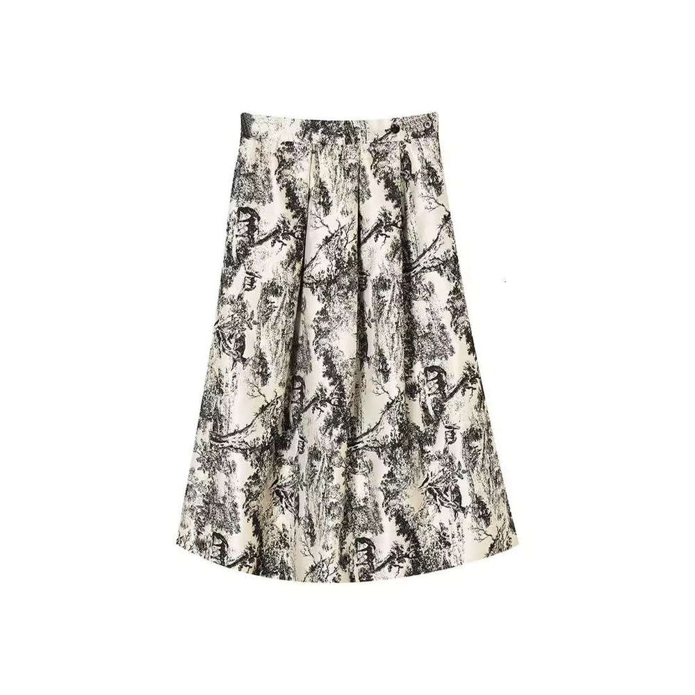 2026 new D-style printed pleated umbrella skirt, slim and elegant, suitable for daily commuting skirts and children