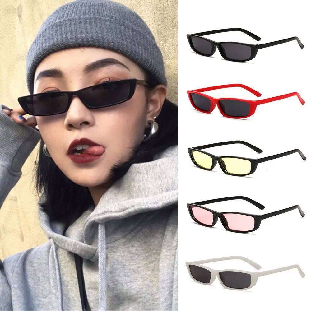 Women's Fashion Trending UV400 Narrow Frame Small Rectangle Sunglasses Retro Sun Glasses Z260306