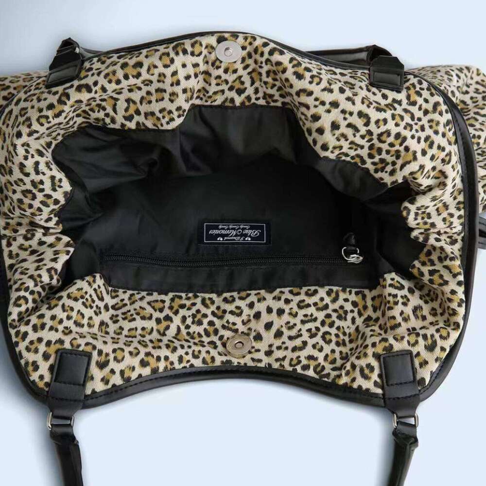 Women Leopard Print One Shoulder Armpit Large Capacity Tote Bag for School Work Daily Use XJ260306