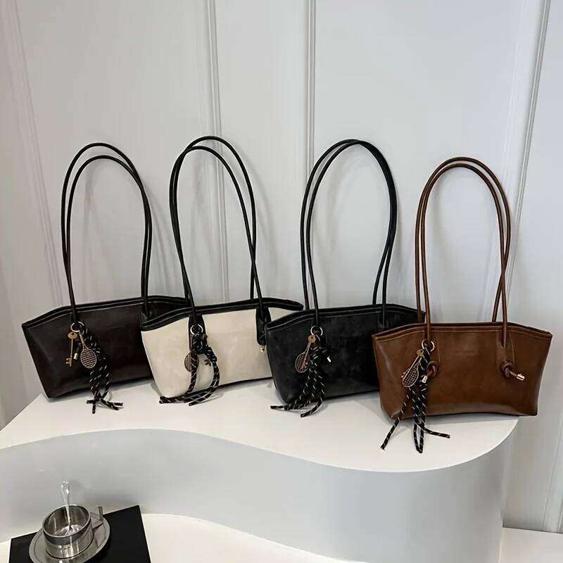 Chic Soft Leather Handbag Shoulder Bag, Black, White, Brown, Coffee, Convertible Tote Bags for Women, Work, Travel, Everyday Use XJ260306