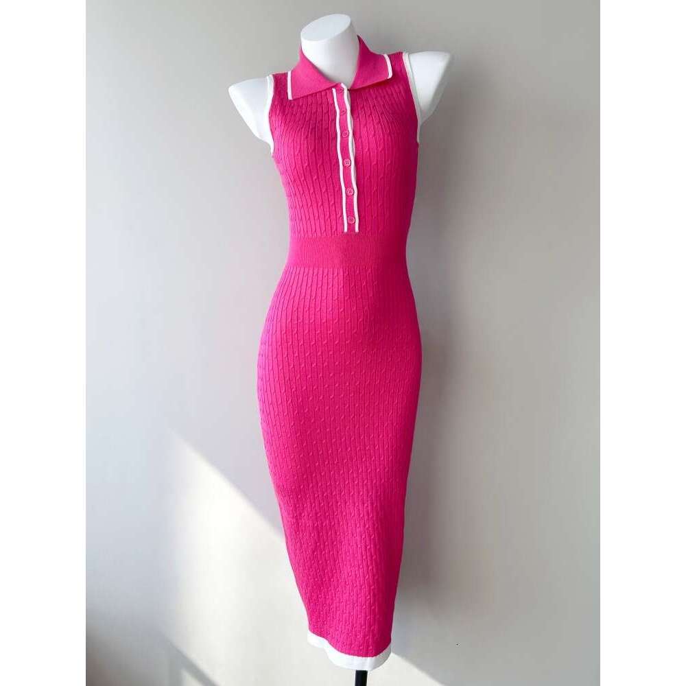 2026 Spring/Summer Designer's New Fashionable Collar Knitted Slimming Elegant Sleeveless Dress