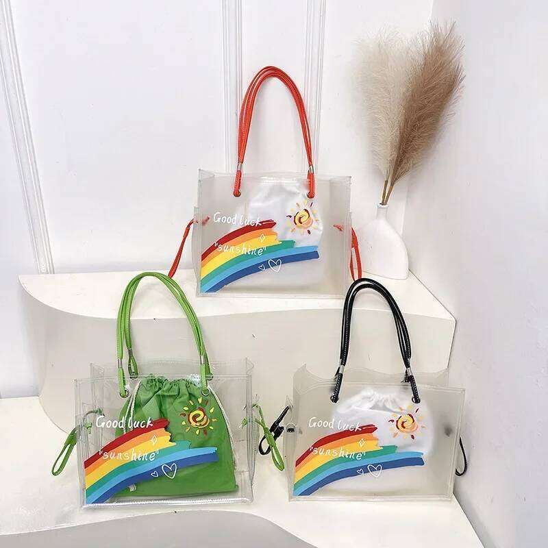 Large Capacity Fashionable PVC Transparent Jelly Sweet Girl Trendy Versatile Tote Bag for Women XJ260306