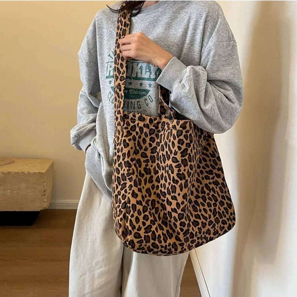 Oversized Canvas Shoulder Bags For Women Leopard Prints Large Capacity Shopper Totes 2025 Summer Beach Luxury Designer Handbags XJ260306
