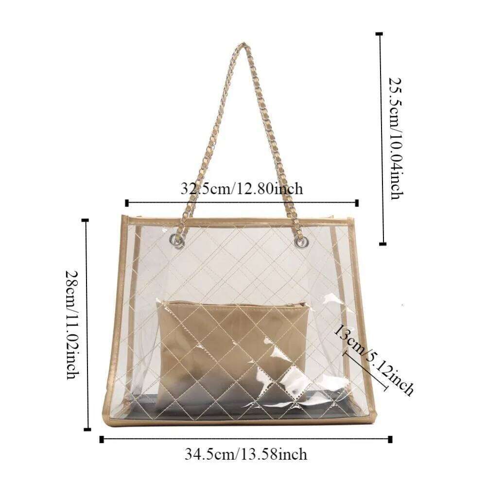 Large Capacity Transparent Shoulder Summer Underarm Waterproof Composite Bag Korean Style Storage Beach Portable Tote XJ260306