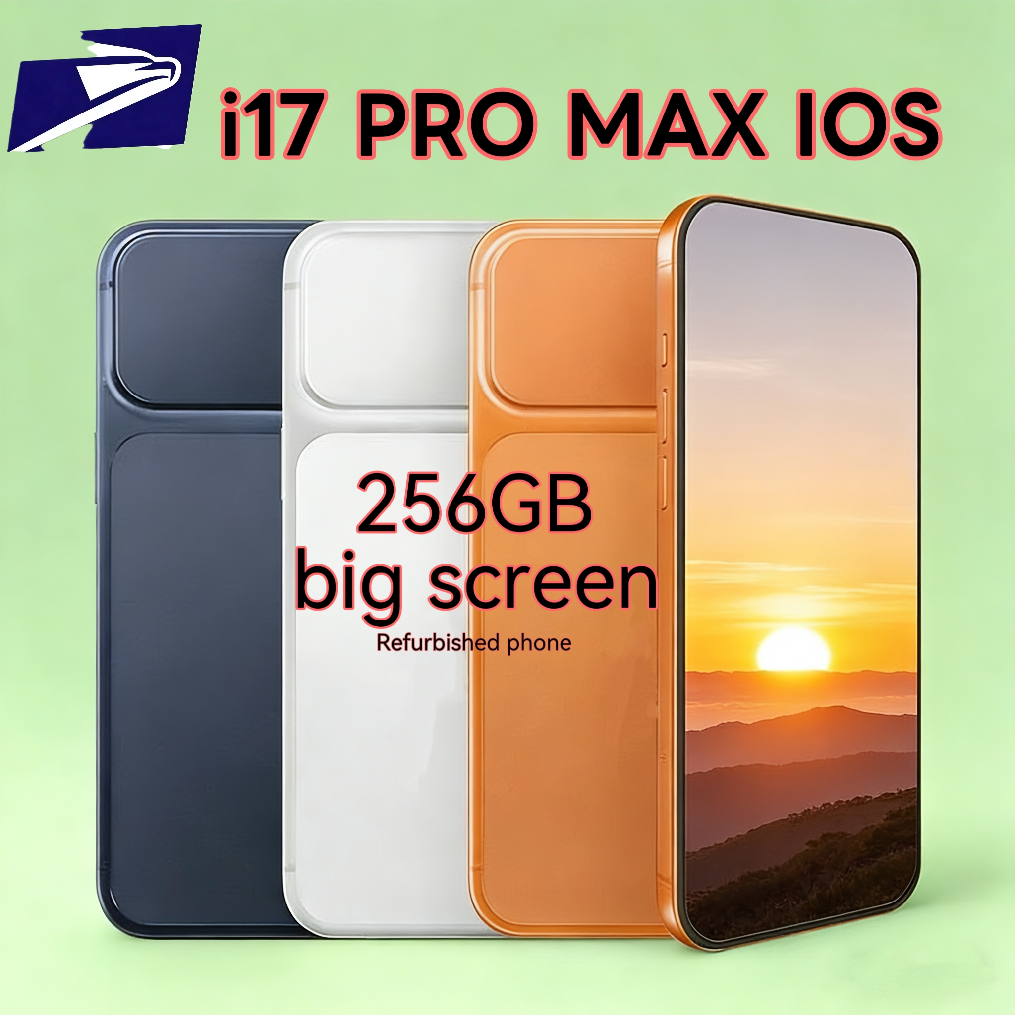i17 Pro Max and i17 Pro smartphones with facial recognition, full-screen display, iOS system, phone unlock, sealed gift box, 256G, refurbished.
