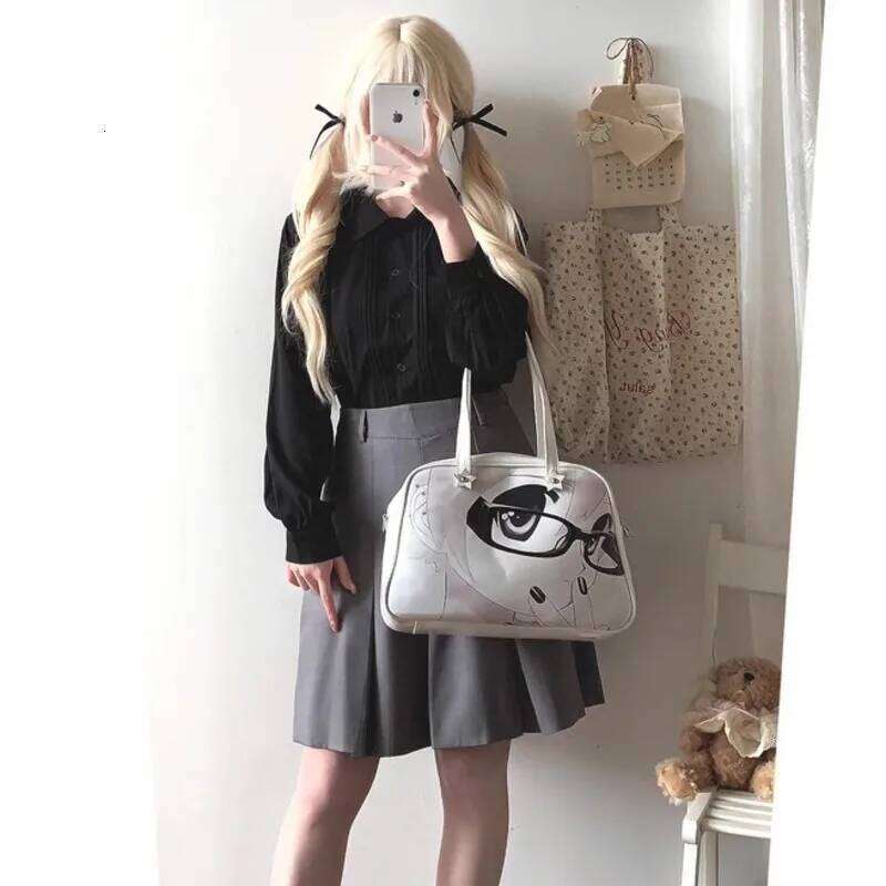 2025 New Japanese Anime Y2k Handbag Large Capacity Student Tote PU Jk Uniform Harajuku Shoulder Casual Bags For Women XJ260306