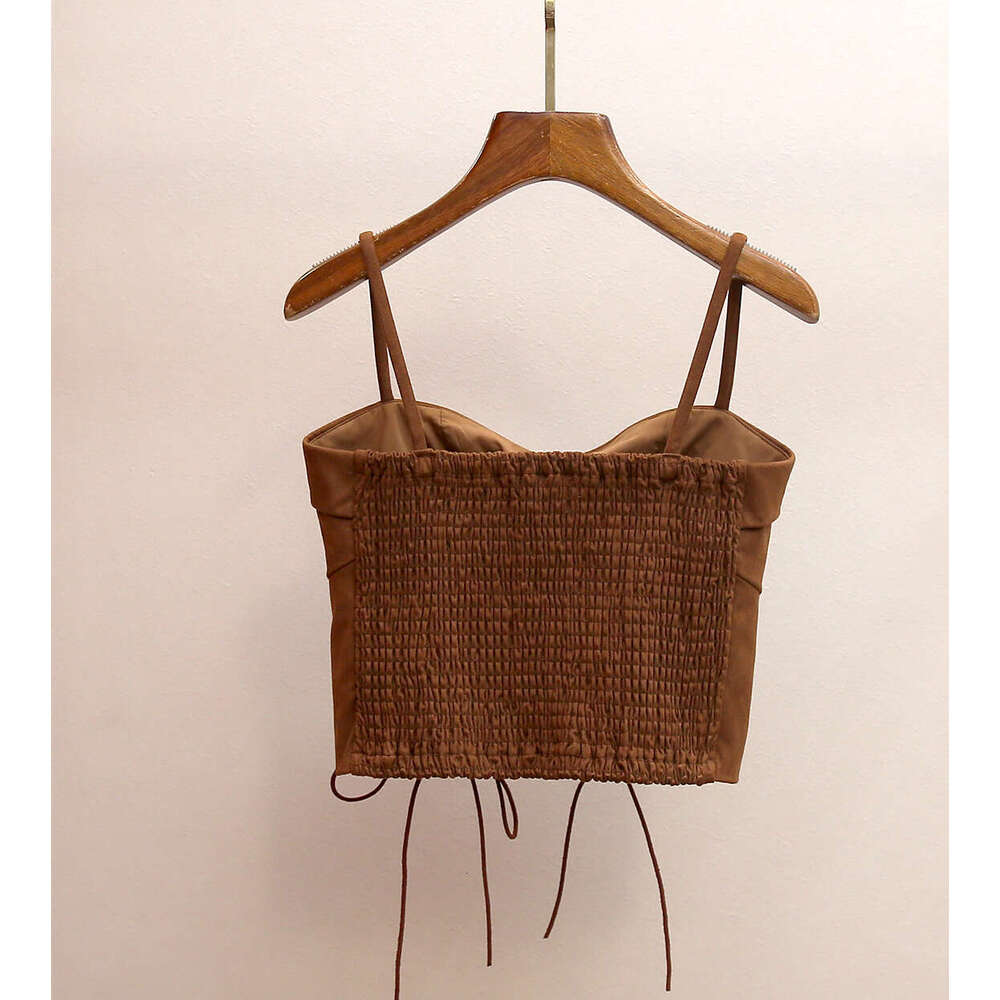 2026 designer high-end women's clothing A12 spring and summer new style French bicycle spicy girl style drawstring slim fit women's vest