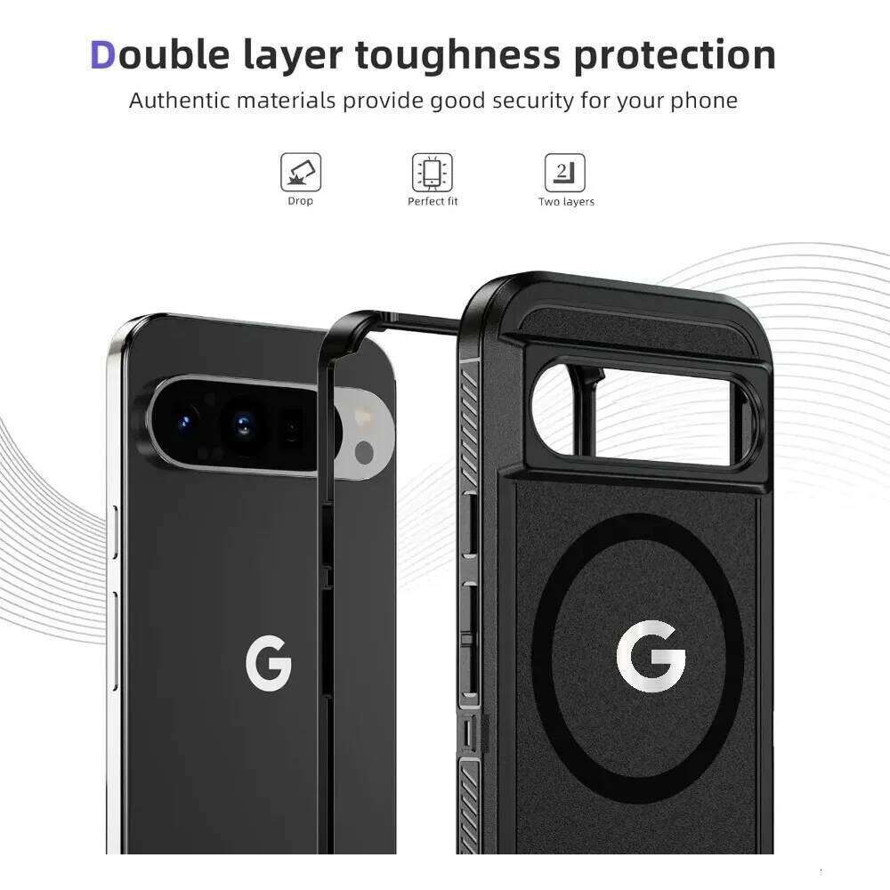 Heavy Armor Magnetic Wireless Charging Rugged Case For Google Pixel 10 9 XL 8 A Pro PC+TPU Enhanced Shockproof Buffer Cover H260305