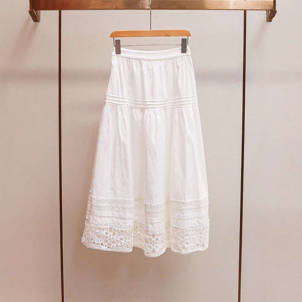 2026 Spring and Summer New French Sweet Cake Elegant and Casual Style High Waist Lace Hollow Half Skirt
