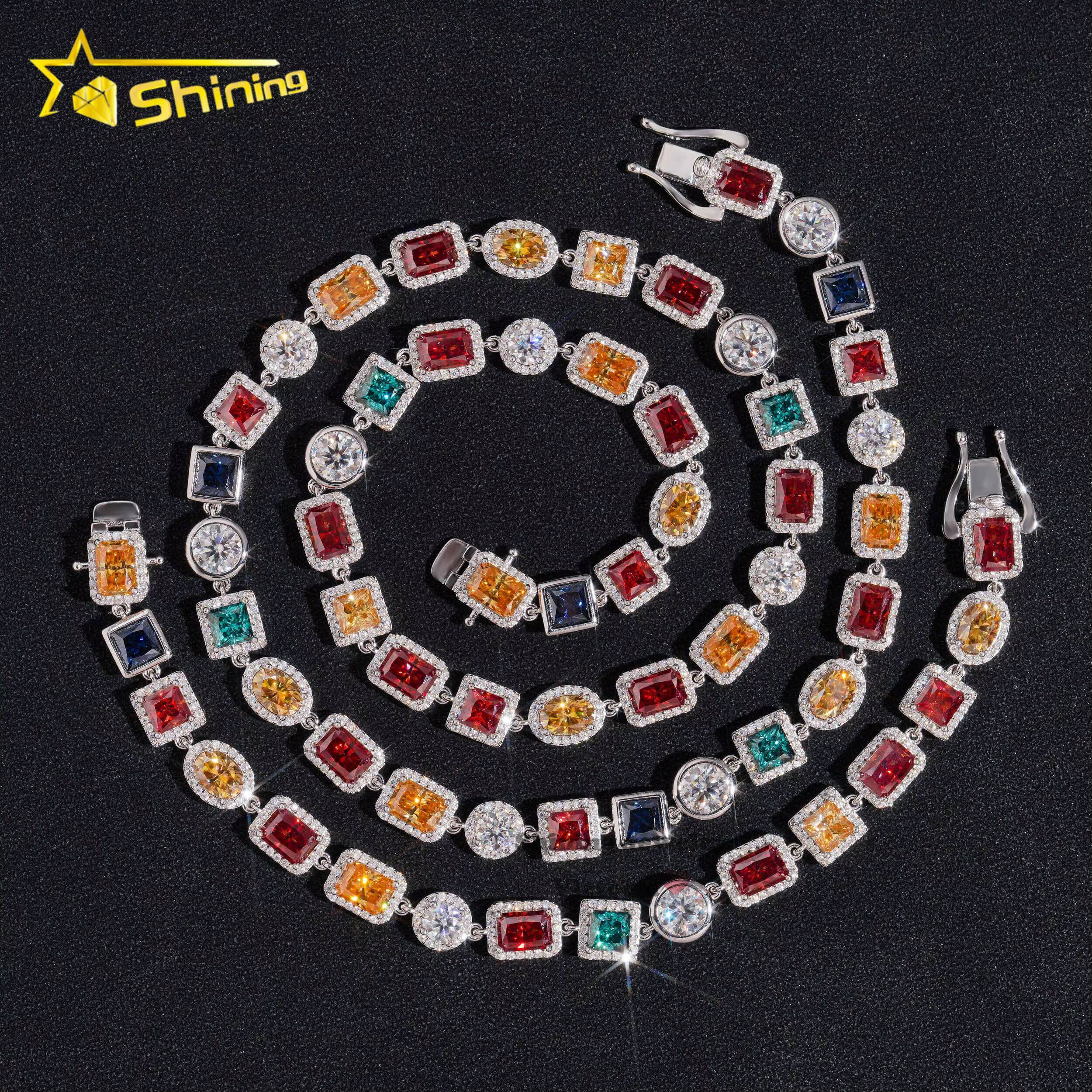 Luxurious Fine Party Jewelry 925 Sterling Silver VVS Moissanite Diamond Cluster Tennis Chain Bracelet