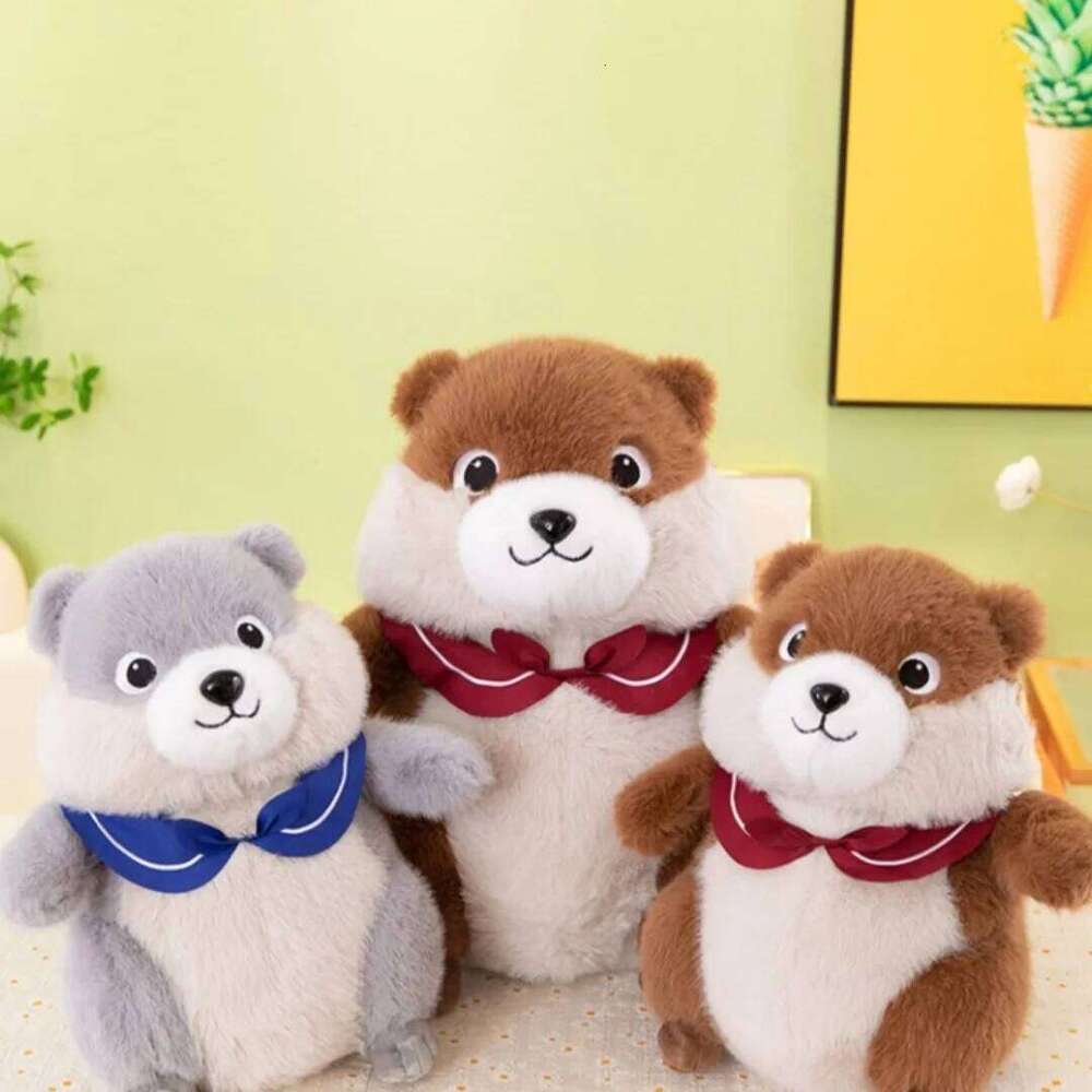 1PC 24cm/9.44in Cute scarf, groundhog, plush toy, claw machine doll, children's sleeping pillow, navy rat R260908 - view 5