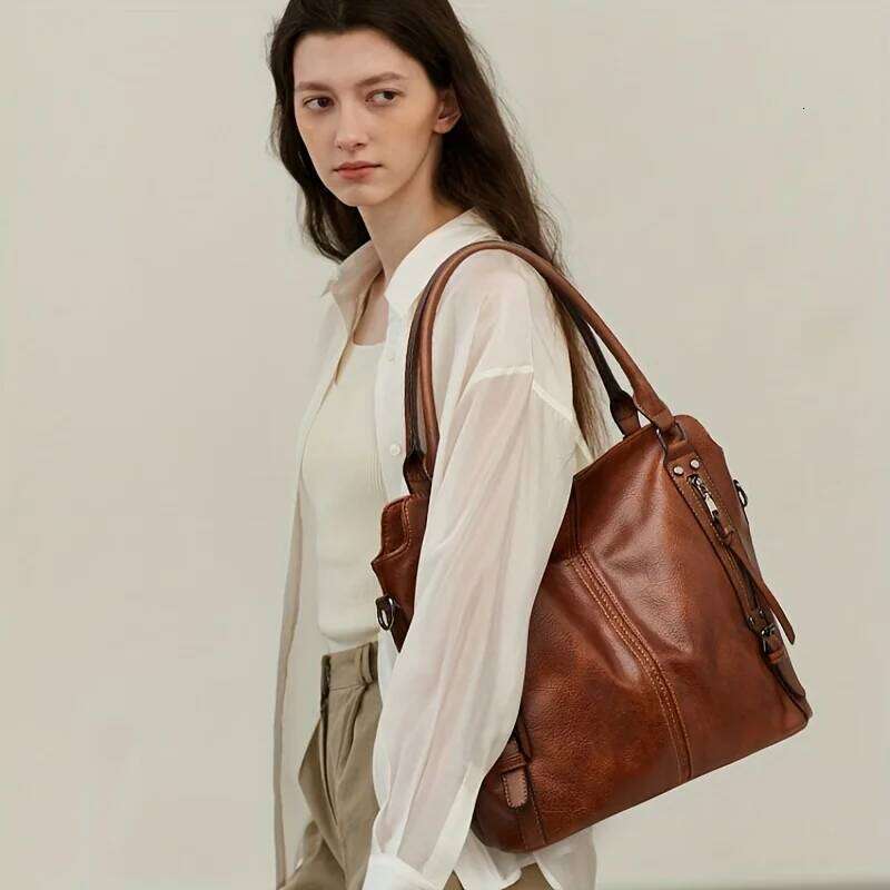 2 piece set+women's tote PU leather capacity large pocket handbag crossbody bag Adjustable shoulder strap XJ260306