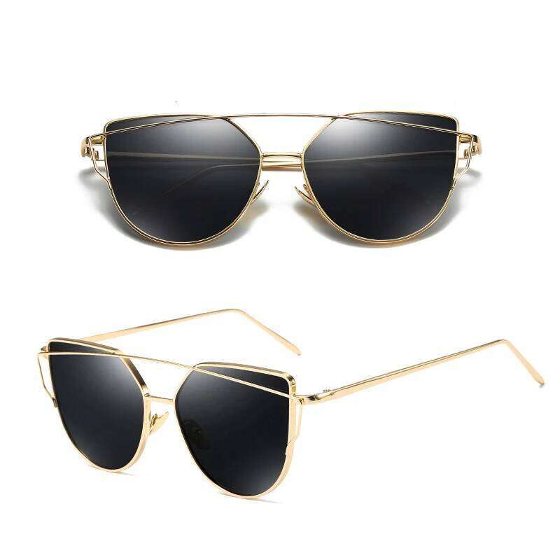 New Fashion Cat Eye Vintage Rose Gold Mirror Woman's Reflective Flat Lens Tourism Sunglasses Multi-color style Z260306