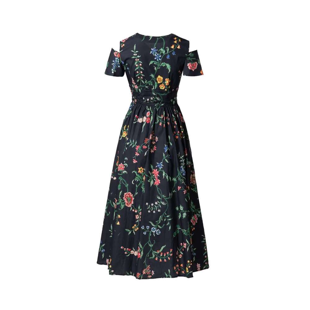 2026 Spring and Summer New Celebrity Women's Short sleeved Medium to Long Printed Fresh Dress with French Floral Charm