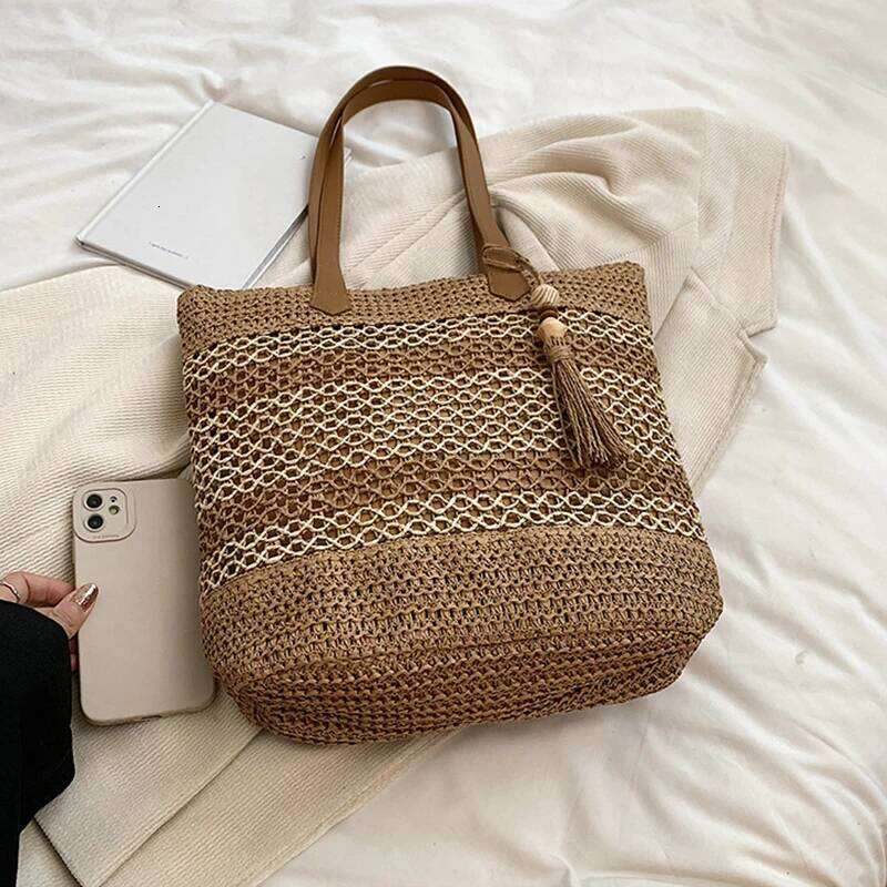 Summer Straw Bags for Women High Quality Rattan Shoulder Bag Travel Handmade Woven Beach Handbags Female Large Capacity Totes XJ260306