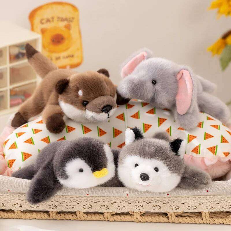Cute Lying Down Desktop Animals Red Panda Fox Penguin Platypus Cat Otter Set Magnetic Prone Suction Soft Plush Dolls Stuffed Toy R260908 - view 4