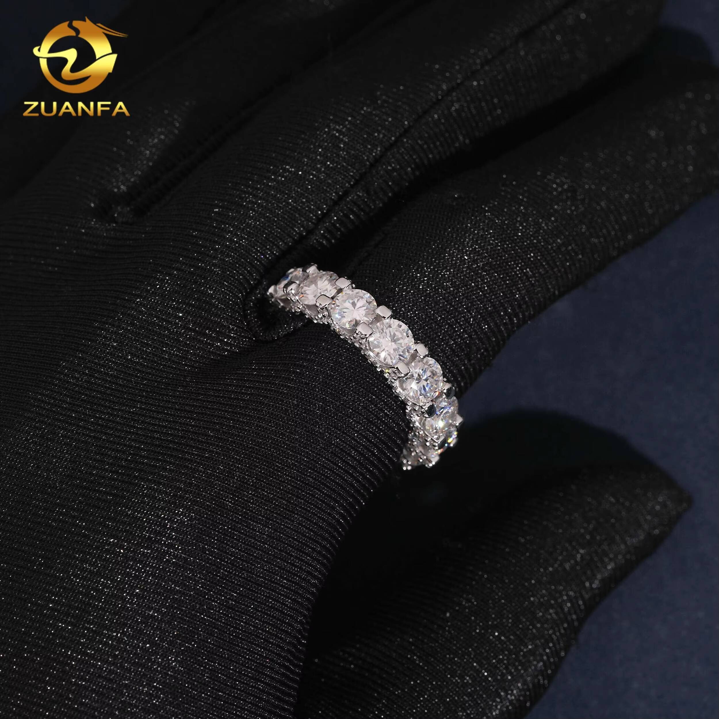 New Arrivals Hot Sale Hip Hop Design Moissanite Ring Pass Diamond Test S925 Silver Round Iced Out Ring Mens