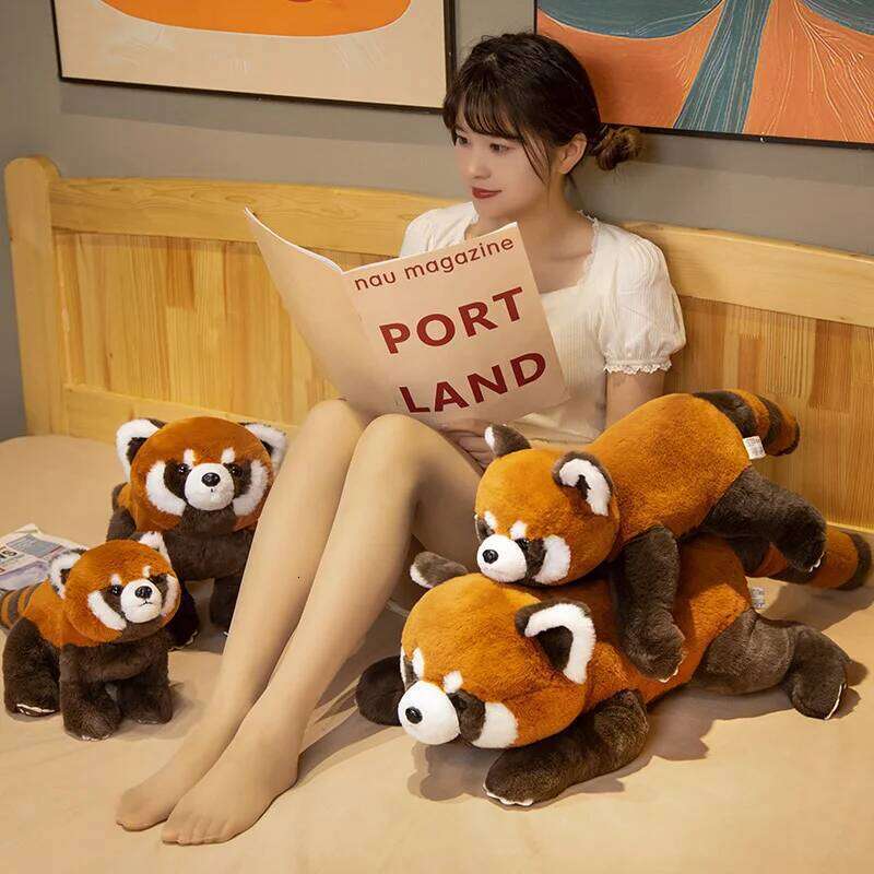 Lifelike Red Stuffed Animals Raccoon Plush Cute Panda Plushie Toy For Kids Girlfriend Birthday Boy Christmas Gift R260908 - view 5