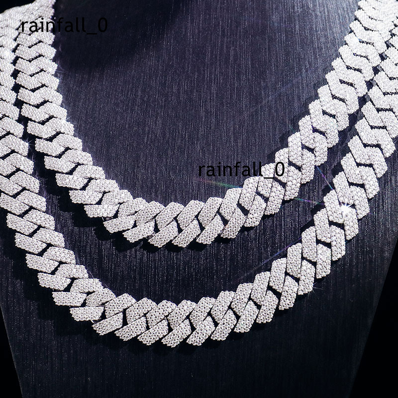 Hot Selling 15mm Big Size Rapper Jewelry Iced Out Moissanite Moon Shape S925 Hip Hop Miami Cuban Link Chain
