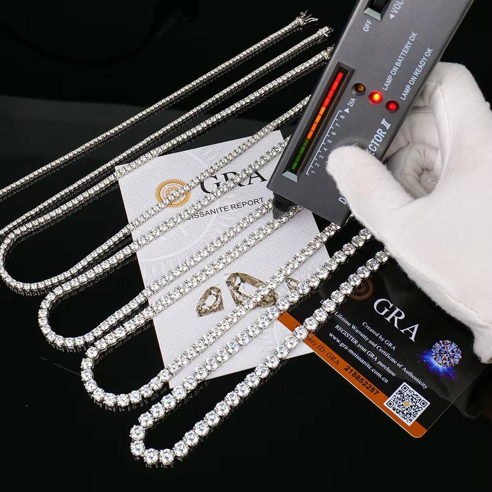 Fine Jewelry Men Women Moissanite Tennis Bracelet Hip Hop Iced 925 Silver Gold Plated Chain GRA Certificate