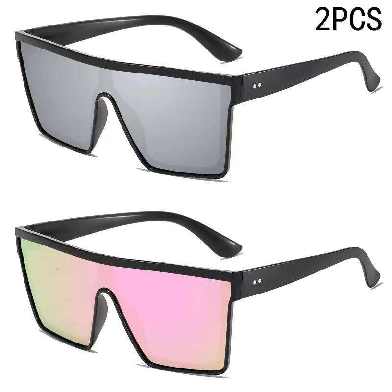 2PCS Box Fashion Trendy Cycling Driving Ins Sunscreen Sunshade Integrated Sunglasses 88211914 Z260306