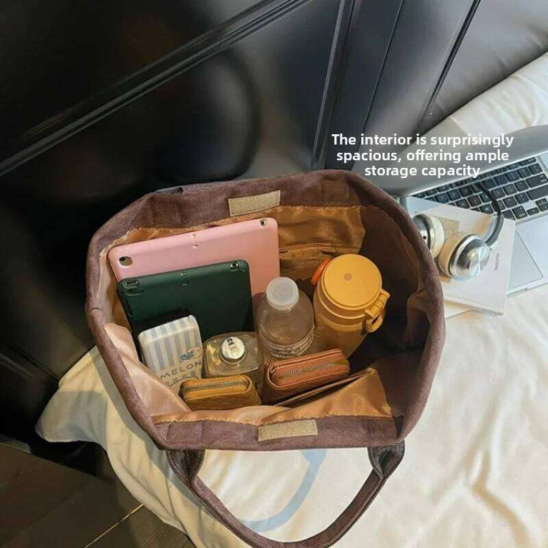Cross Border Hot Sale Letter Print Shoulder Large Capacity Suede Tote Handle Bag Casual Simple Style Commuter Storage Bags XJ260306