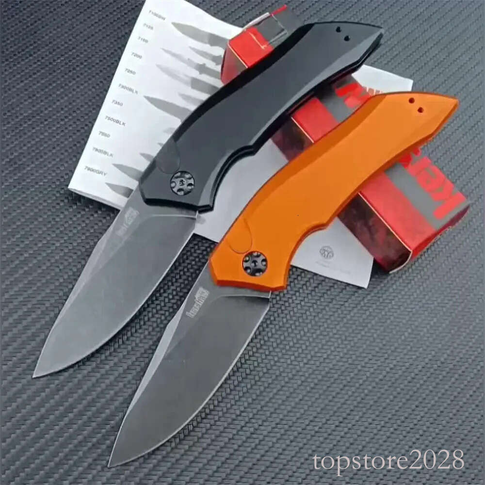 2024 KS 7100 7350 7550 pocket knife Launch 1 Assisted Tactical Folding Knife Stonewashed Blade Aluminum Handle Quality Outdoor Hunting Camping Surviva